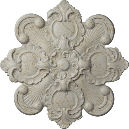 Ekena Millwork Katheryn Ceiling Medallion, Hand-Painted Pot of Cream Crackle, 18 1/8"OD x 1 1/4"P CM18KAPCC